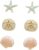 Rosemarie Collections Women’s Beach Stud Earrings Set of 3 Starfish Sand Dollar Shell