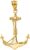 14K Gold Rope Wrapped Fouled Anchor Charm Pendant – Choice of Gold Color