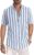 JMIERR Men’s Casual Stylish Short Sleeve Button-Up Striped Dress Shirts Cotton Beach Shirts