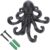 Sumnacon 6 Inch Cast Iron Octopus Coat Hook – Rustic Metal Wall Rack for Key Towel Bag, Hat Scarf with Screws, Decorative Duty Clothing Hanger for Bedroom Bathroom Kitchen Balcony Entry Door, Black