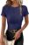 EVALESS Womens Short Sleeve Textured Tops Casual Crewneck Solid Slim Fitted Basic T Shirts Tee Blouses