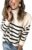 KIRUNDO Women’s 2024 Fall Winter Long Sleeve Knit Sweater Turtleneck Striped Loose Pullover Tops Deco with Metal Buttons