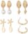 Sixexey Boho Seashell Earrings Gold Starfish Earring Set Pearl Stud Earrings Shell Summer Beach Earrings Accessories for Women (4 Pairs)