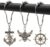 Nautical Shower Curtain Hooks Rings – Rust Proof Stainless Steel Metal Shower Curtain Hangers – Set of 12 Silver Pirate Skull Rudder Anchor Decorative Bathroom Accessories, Beach Ocean Theme Decor