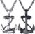 MOO&LEE Mens Stainless Steel Nautical Anchor Necklace Vintage Navy Mooring Rope Anchor Pendant with 24 Inches Link Chain
