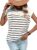 SweatyRocks Women’s Casual Cap Sleeve Crewneck Tee Summer Stripe Print Pullover T Shirt