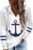 Women’s Tops Anchor Print Button Hoodie Casual Long Sleeve Drawstring Hoodies Sweatshirt