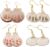 Beach Summer Sea Shell Earrings For Women and Girls, 4pair Tropical White Natural Scallop Shell Jewelry Boho Earring Set Bulk Pack Vacation Dangling Drop Light Formal